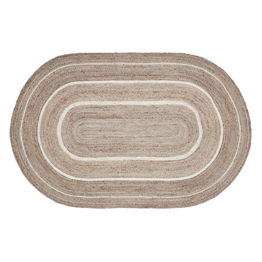 Natural & Creme Jute Rug Oval w/ Pad 60x96