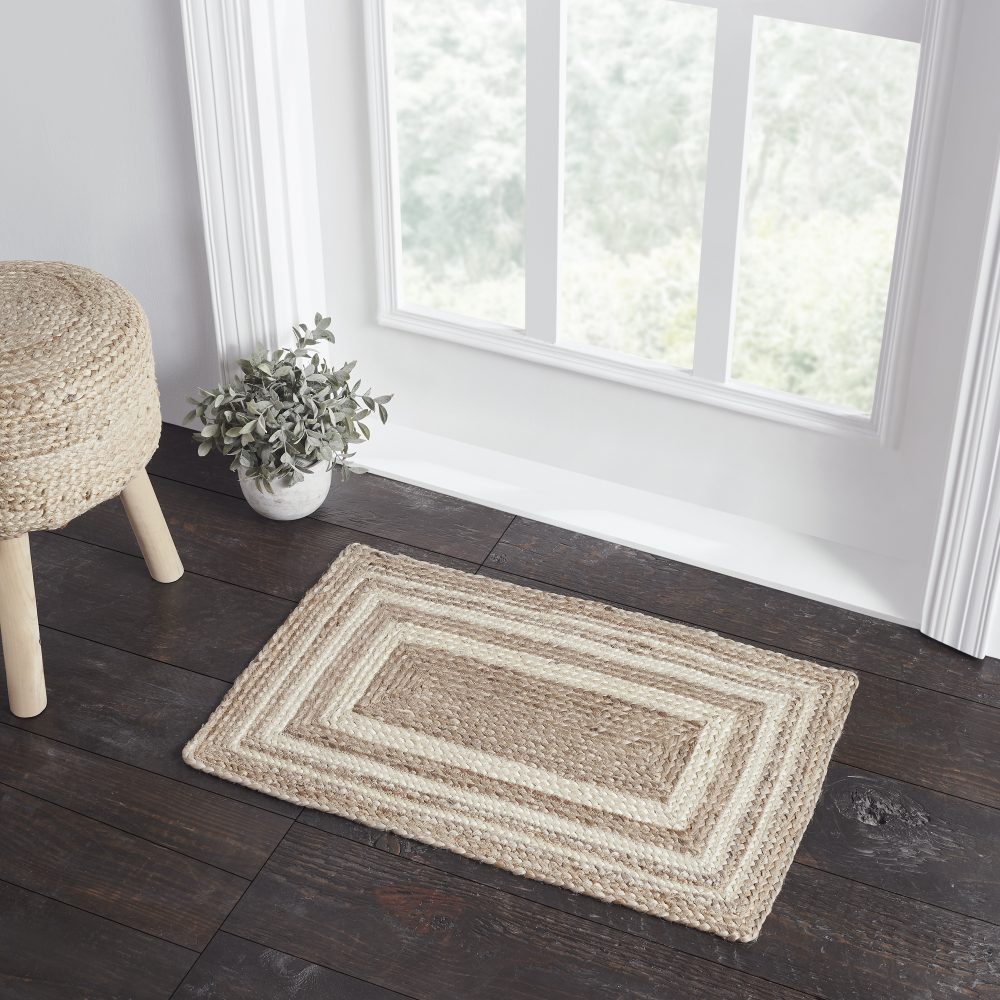 Natural & Creme Jute Rug Rect 20x30