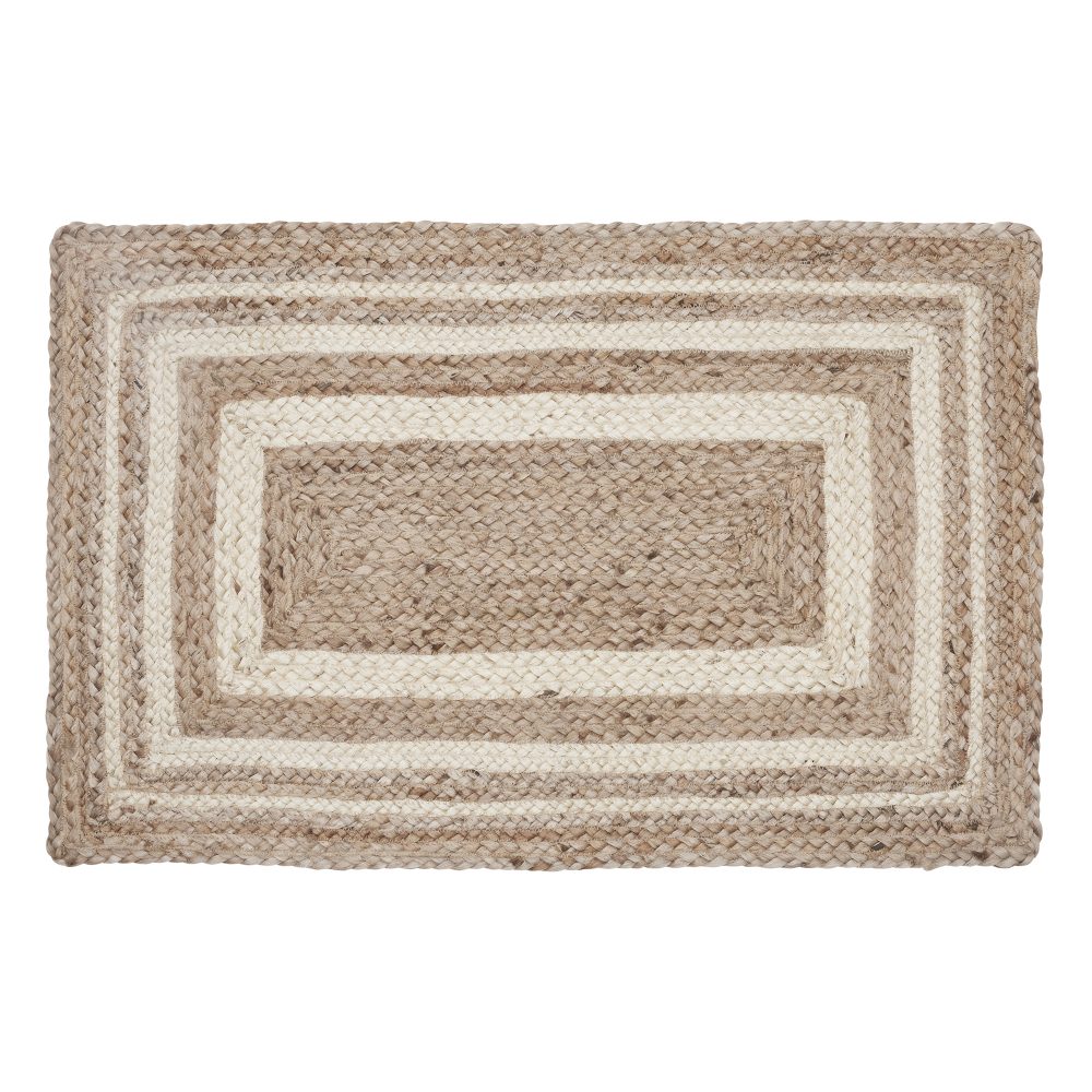 Natural & Creme Jute Rug Rect 20x30