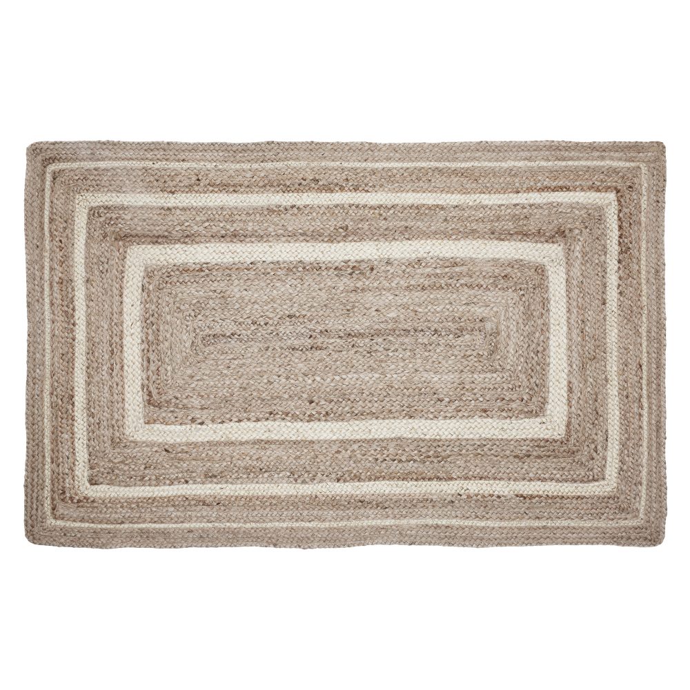 Natural & Creme Jute Rug Rect w/ Pad 27x48