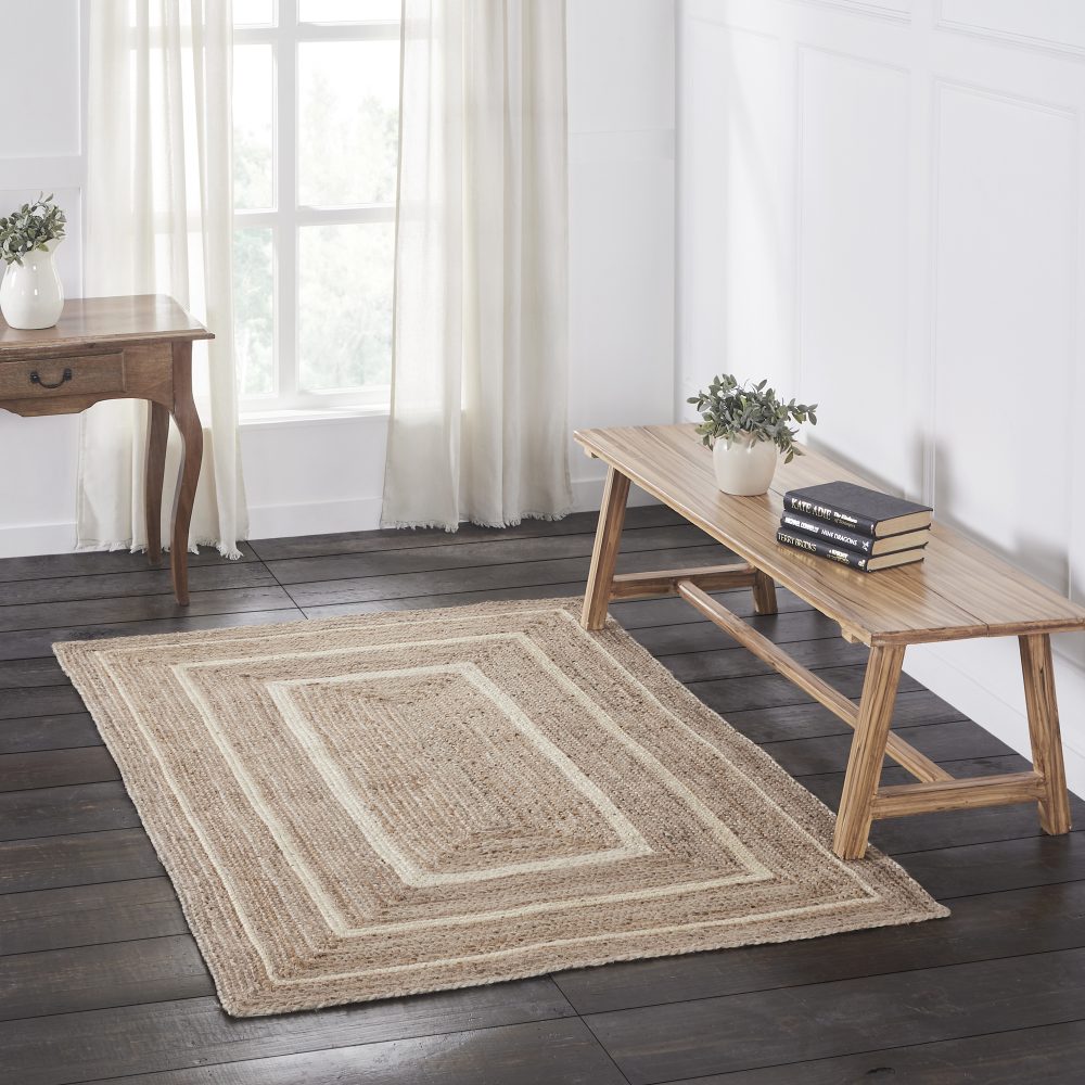 Natural & Creme Jute Rug Rect w/ Pad 48x72