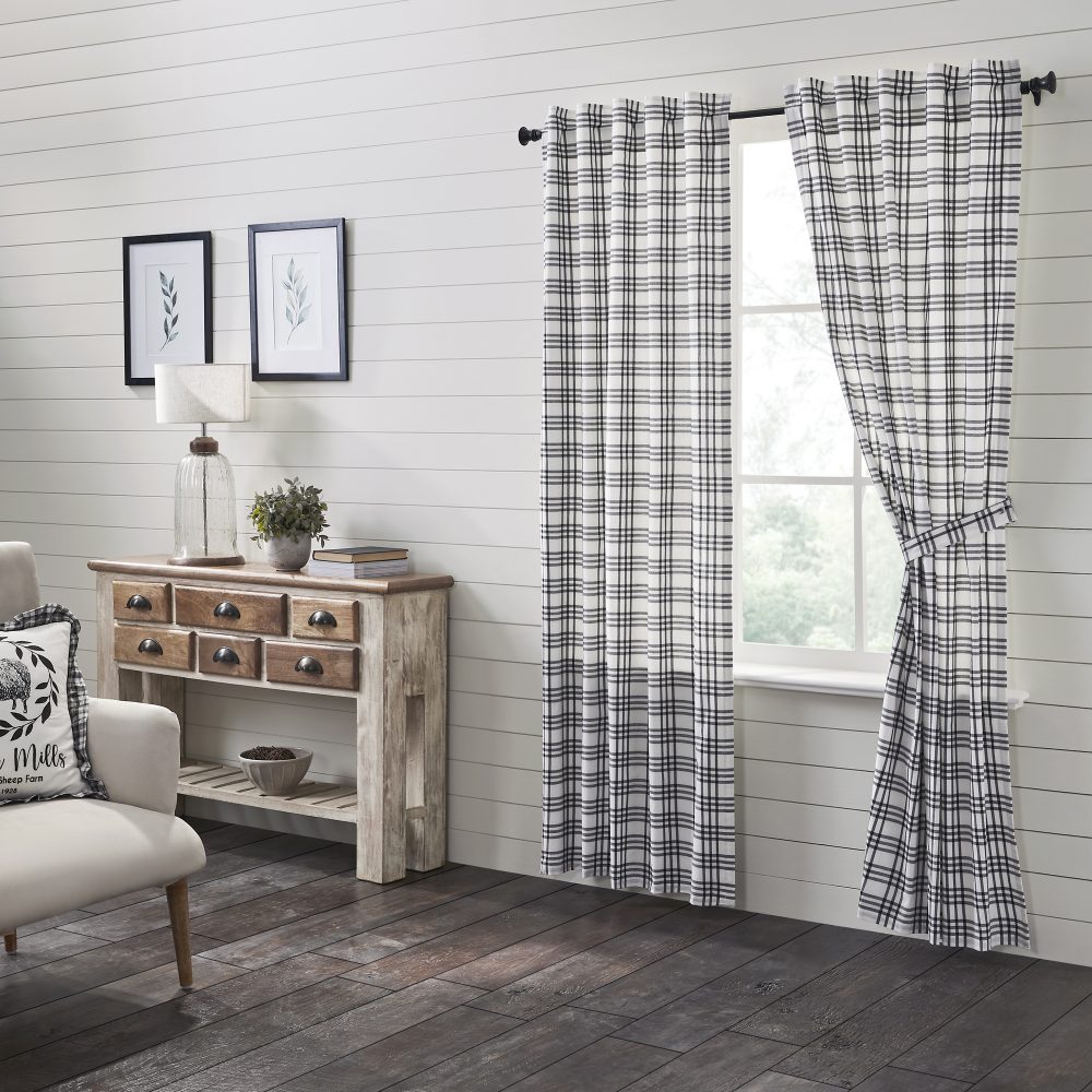 Sawyer Mill Black Plaid Panel Set of 2 84x40