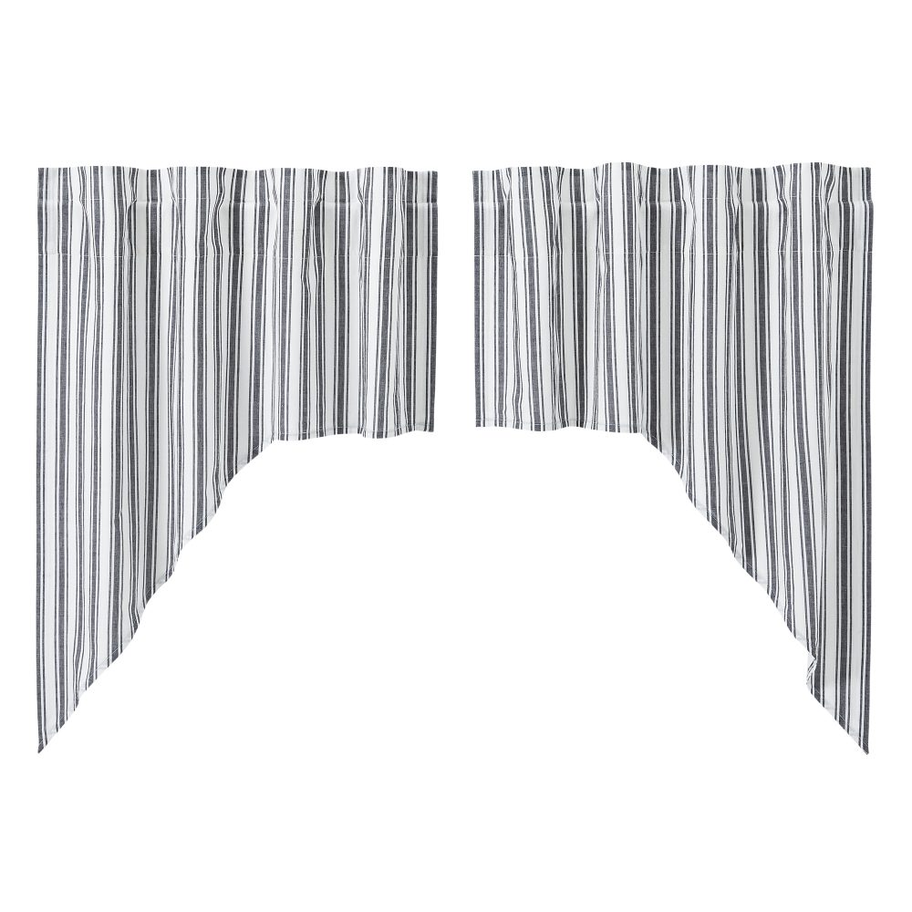 Sawyer Mill Black Ticking Stripe Swag Set of 2 36x36x16