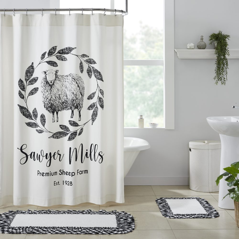 Sawyer Mill Black Sheep Shower Curtain 72x72