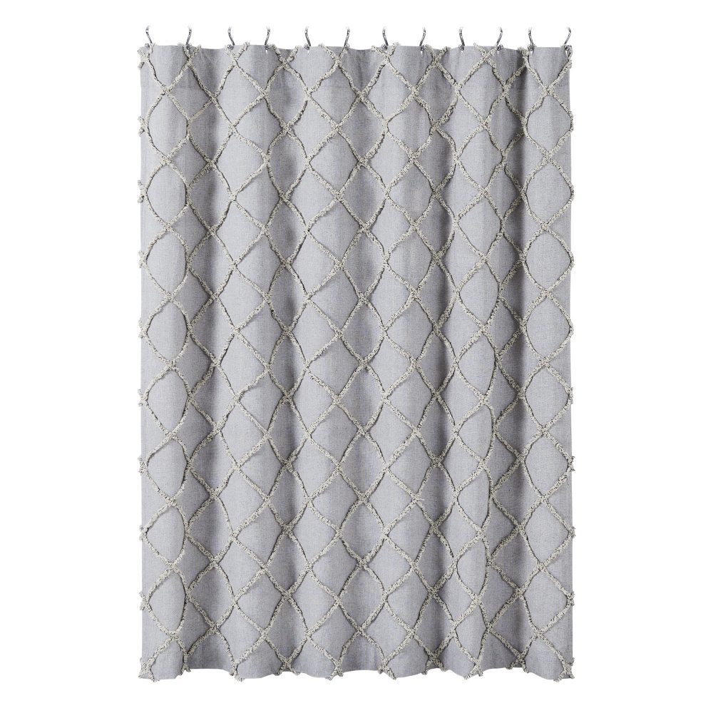 Frayed Lattice Creme & Black Shower Curtain 72x72