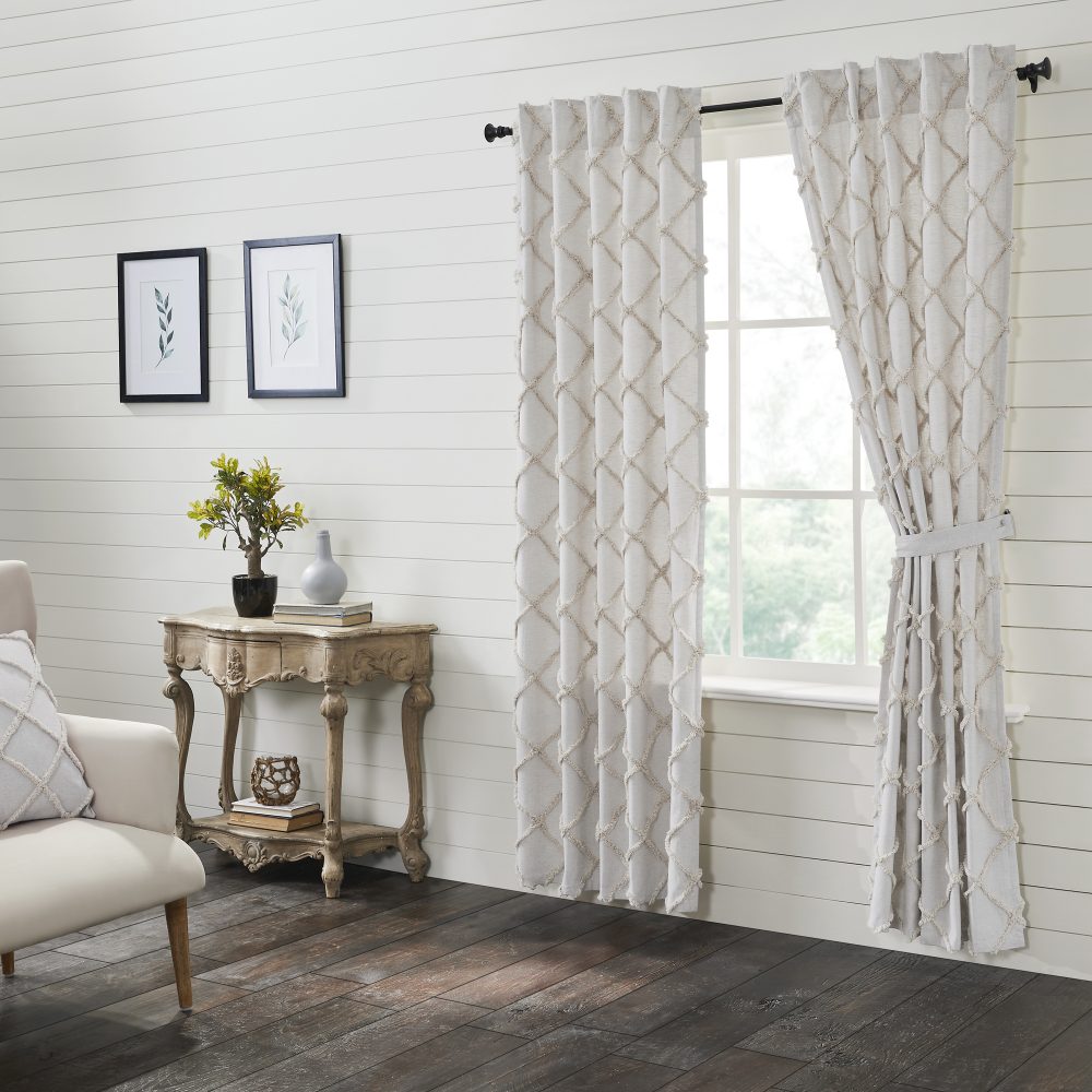 Frayed Lattice Oatmeal Panel Set of 2 84x40