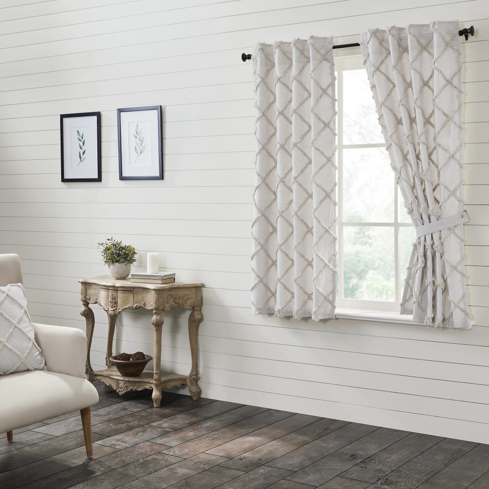 Frayed Lattice Oatmeal Short Panel Set of 2 63x36