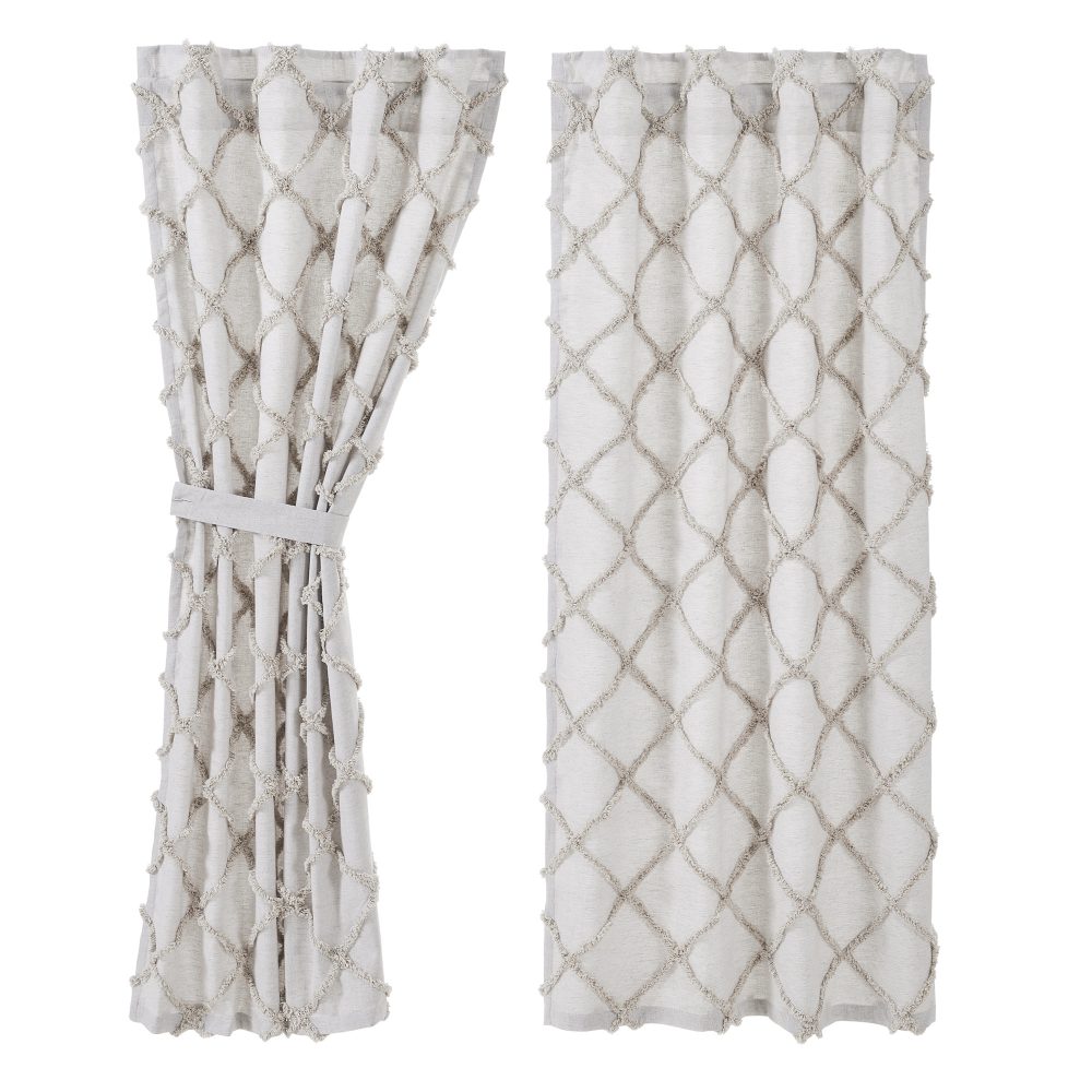 Frayed Lattice Oatmeal Short Panel Set of 2 63x36