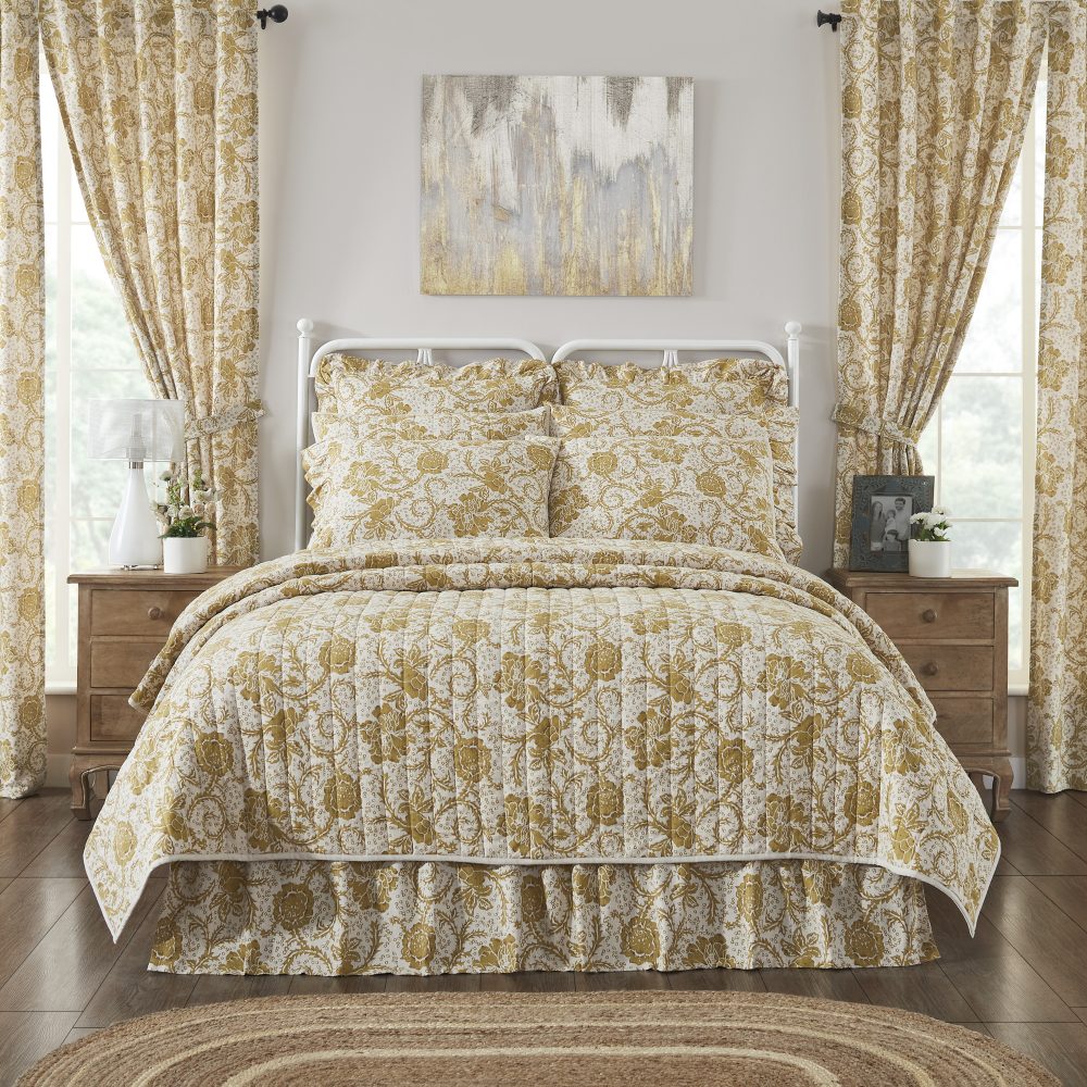 Dorset Gold Floral Luxury King Quilt 120WX105L