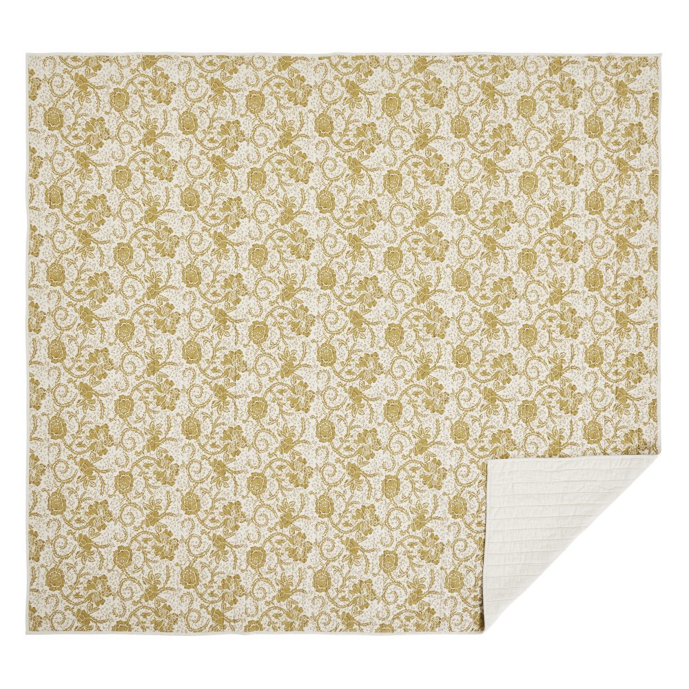 Dorset Gold Floral King Quilt 105Wx95L