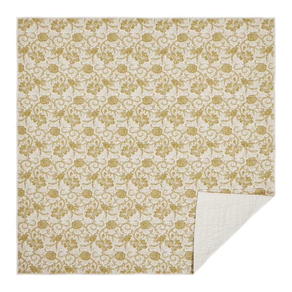 Dorset Gold Floral Queen Quilt 90Wx90L