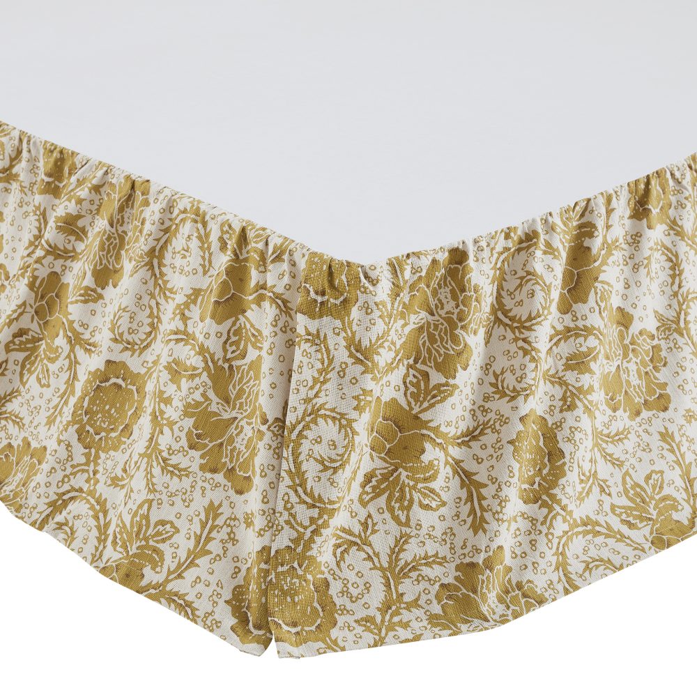 Dorset Gold Floral Queen Bed Skirt 60x80x16