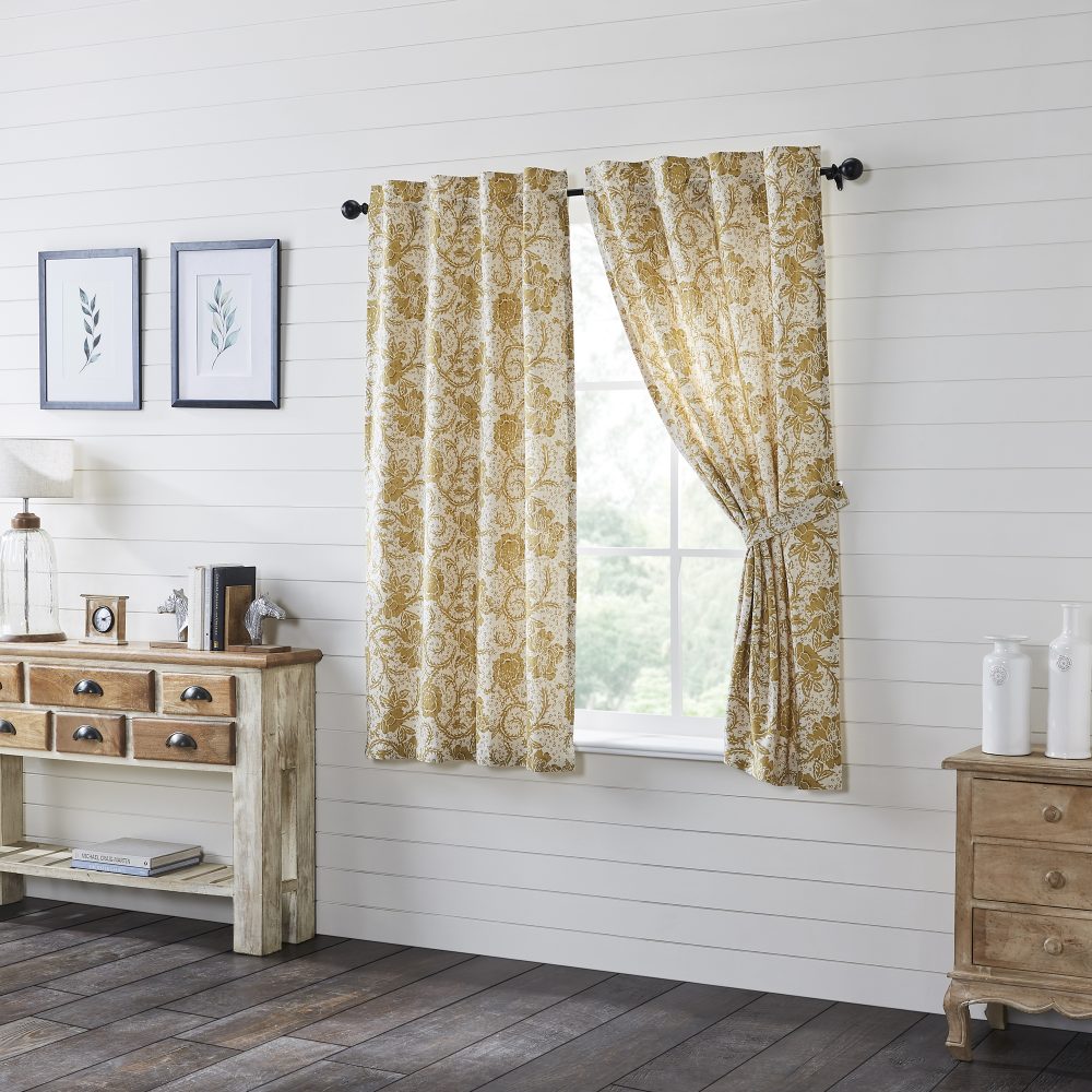 Dorset Gold Floral Short Panel Set of 2 63x36