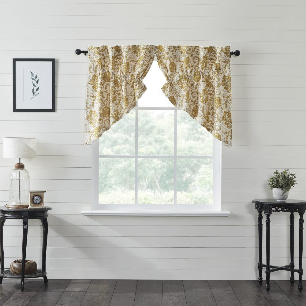 Dorset Gold Floral Prairie Swag Set of 2 36x36x18