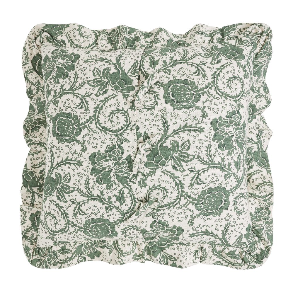 Dorset Green Floral Fabric Euro Sham 26x26