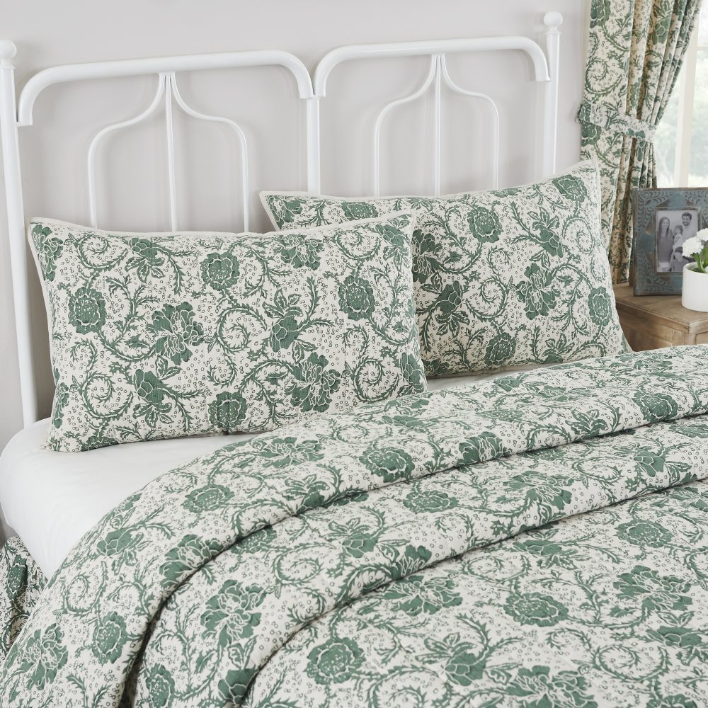 Dorset Green Floral King Sham 21x37