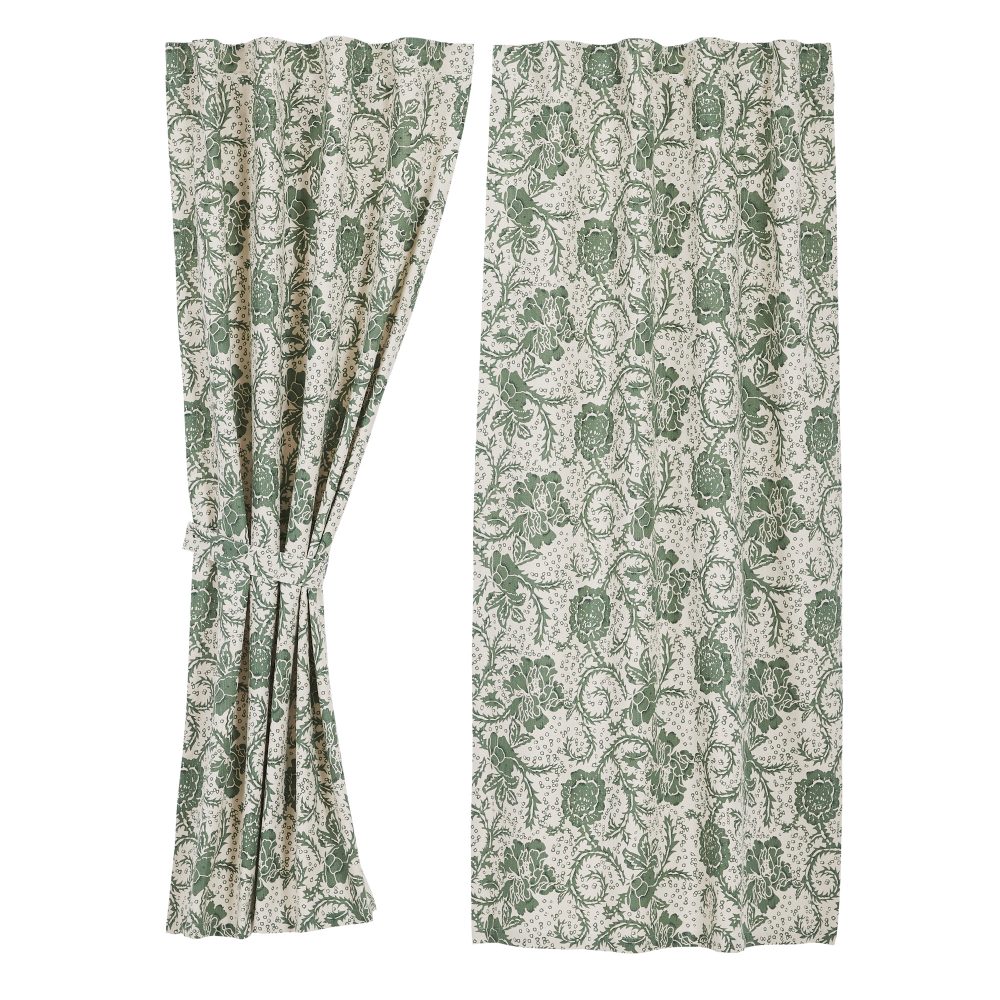 Dorset Green Floral Short Panel Set of 2 63x36