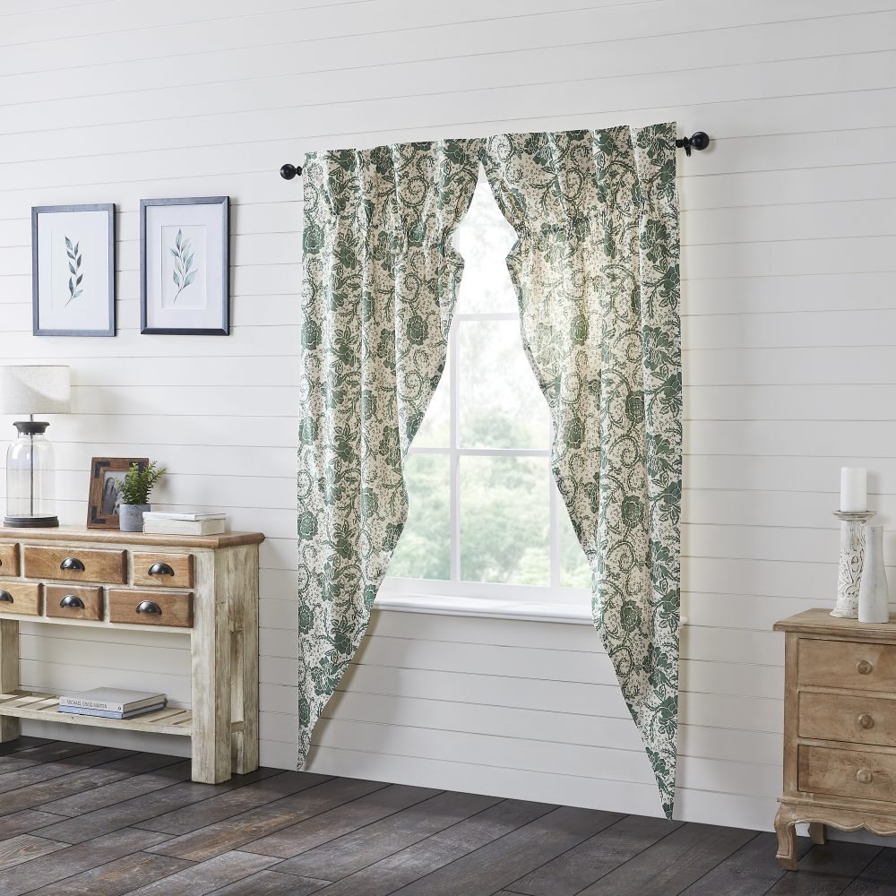 Dorset Green Floral Prairie Long Panel Set of 2 84x36x18