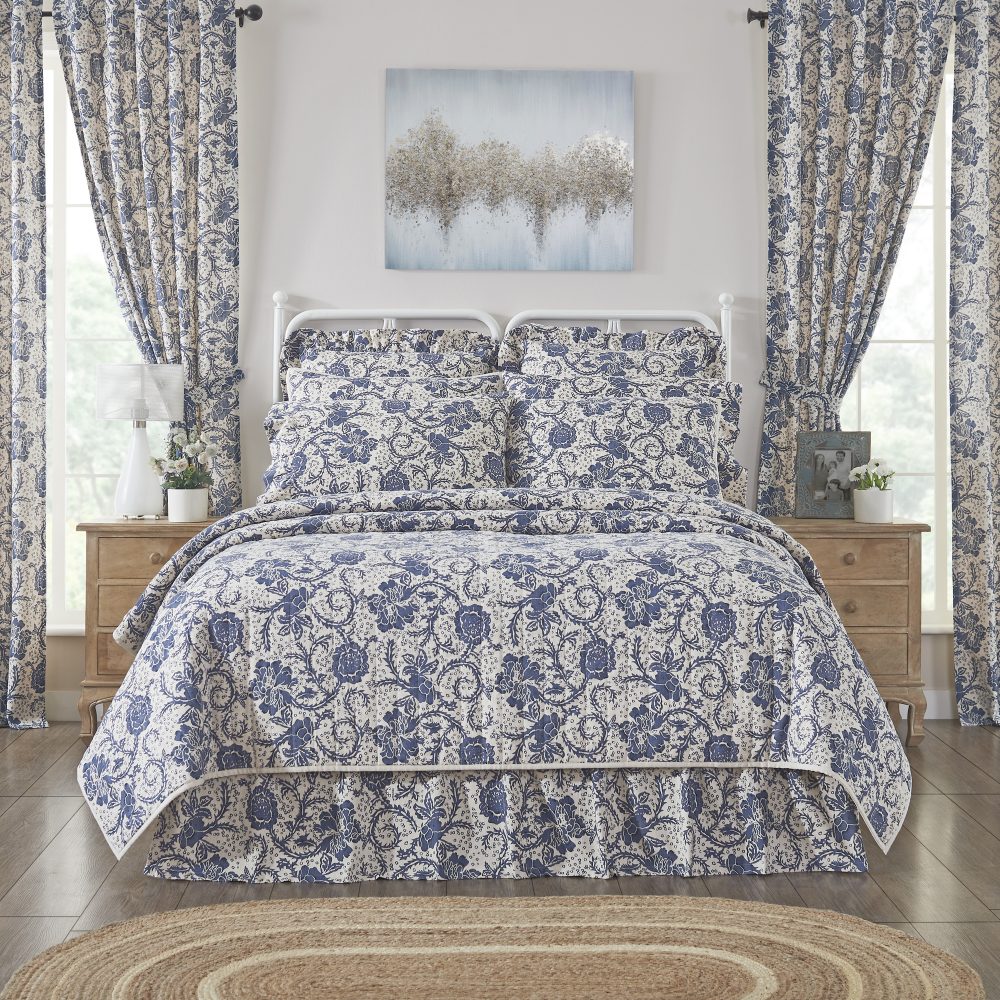 Dorset Navy Floral King Quilt 105Wx95L