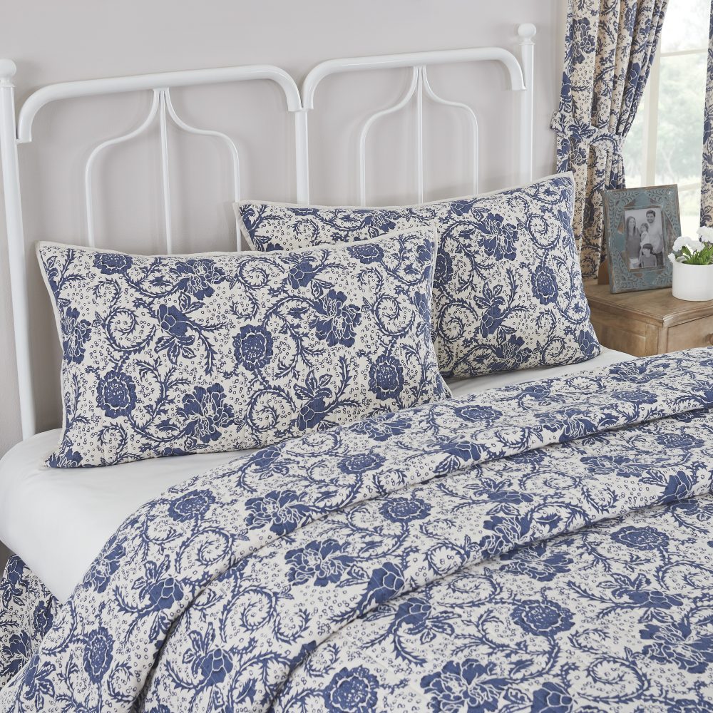 Dorset Navy Floral King Sham 21x37