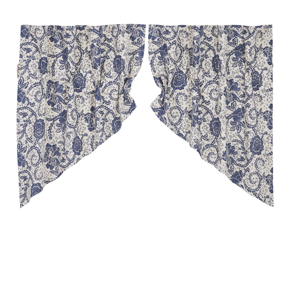 Dorset Navy Floral Prairie Swag Set of 2 36x36x18