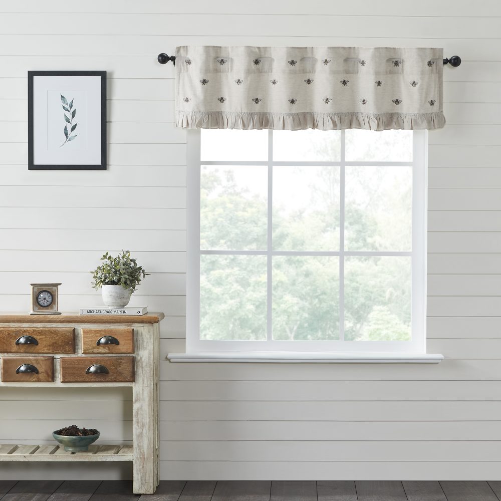 Embroidered Bee Valance 16x60