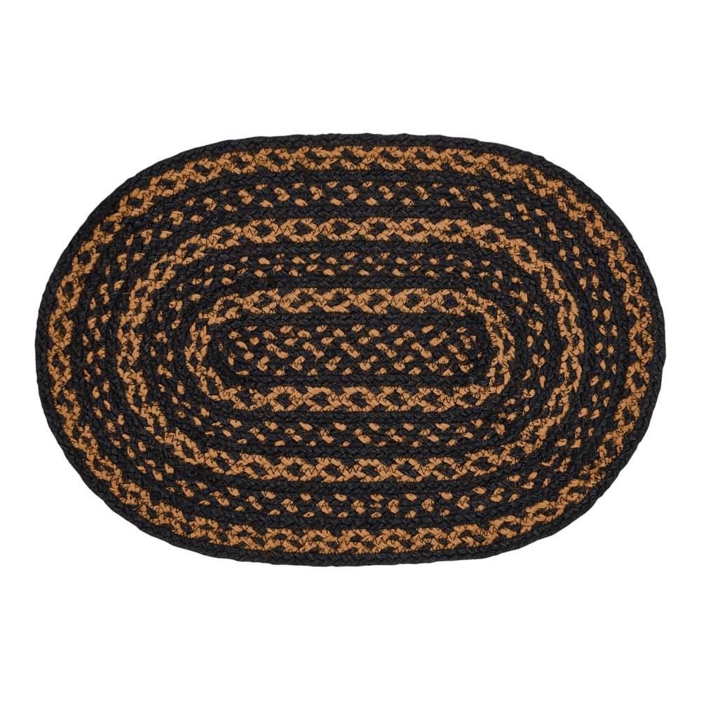 Black & Tan Jute Oval Placemat 12x18