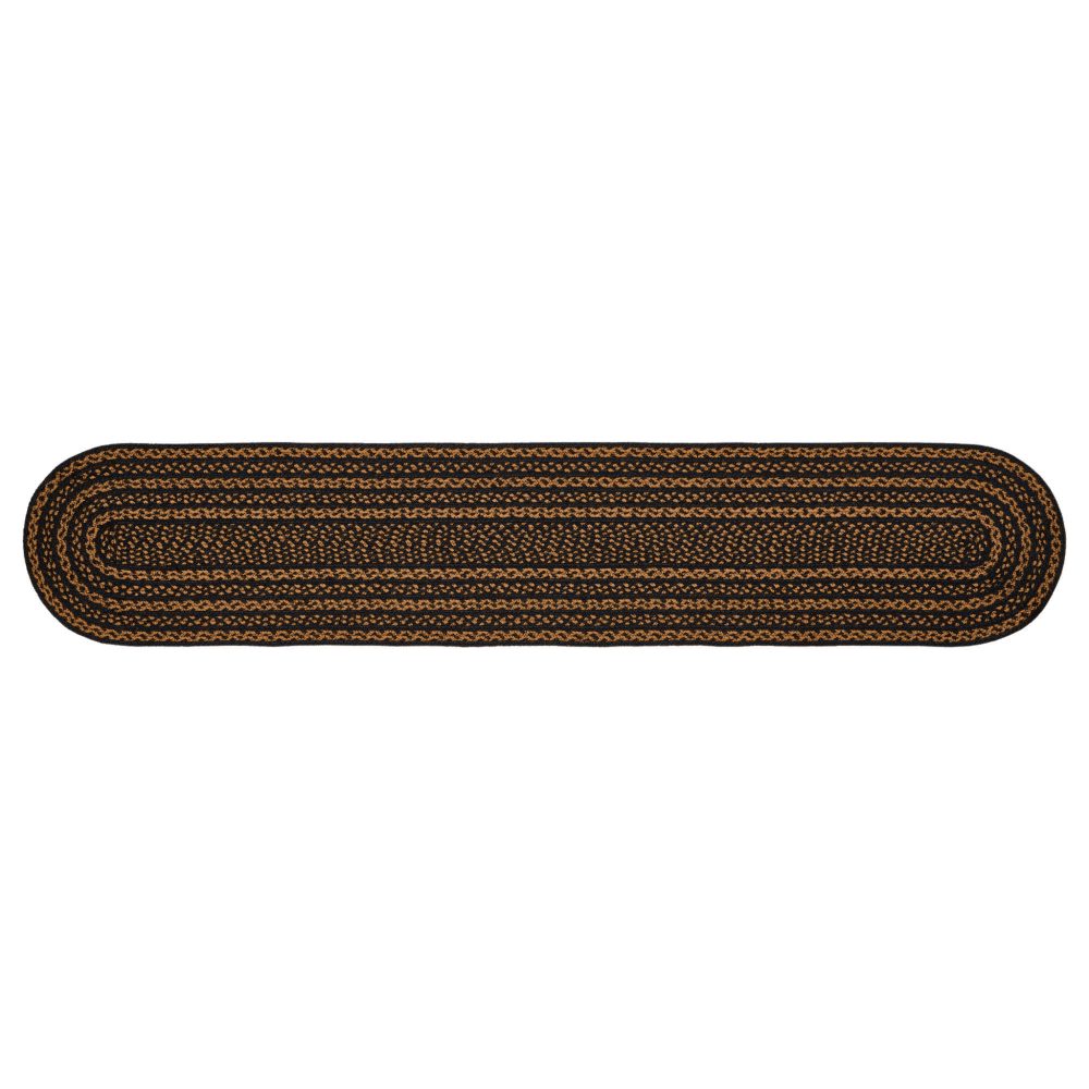 Black & Tan Jute Oval Runner 13x72