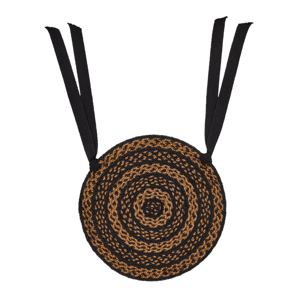 Black & Tan Jute Chair Pad 15 inch Diameter