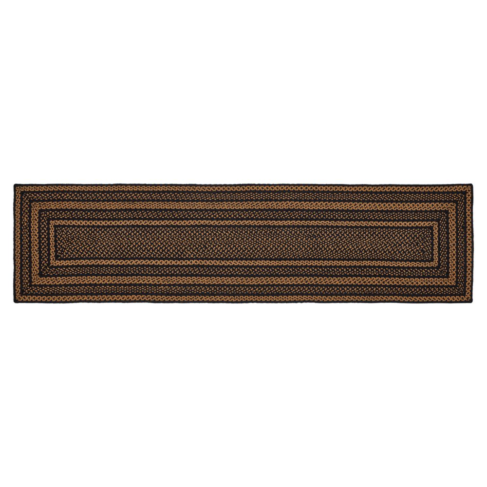 Black & Tan Jute Rug/Runner Rect w/ Pad 24x96