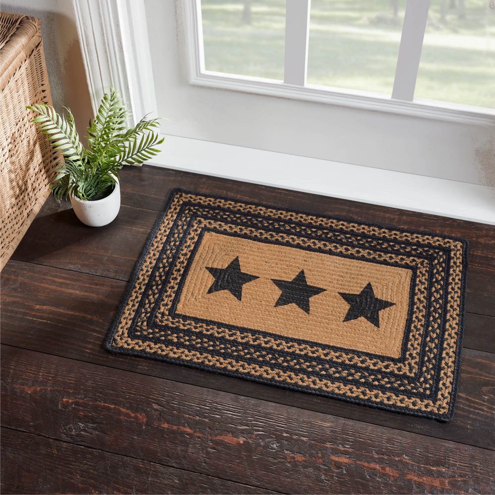 Farmhouse Jute Rug Rect Stencil Stars 20x30