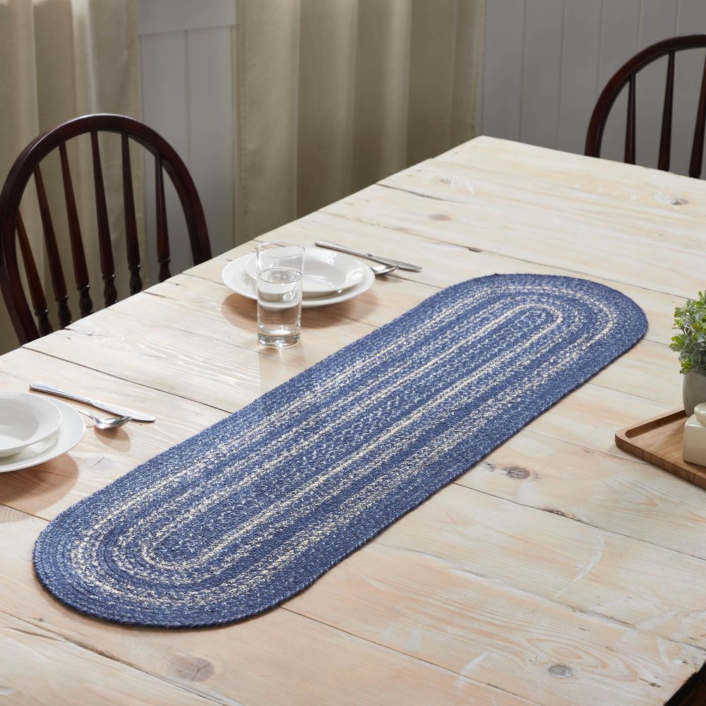 Great Falls Blue Jute Oval Runner 13x48