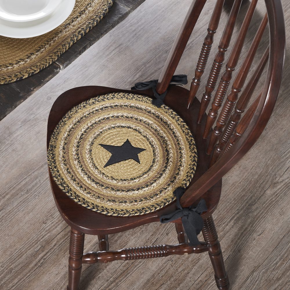 Kettle Grove Jute Chair Pad Applique Star 15 inch Diameter