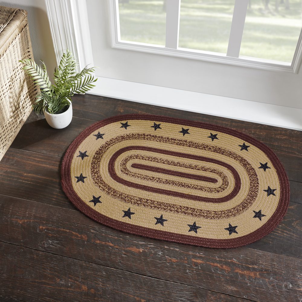 Potomac Jute Rug Oval Stencil Stars 24x36