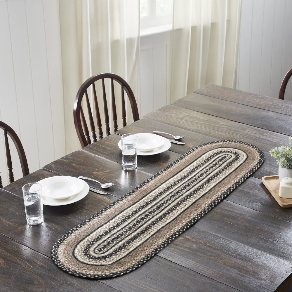 Sawyer Mill Charcoal Creme Jute Oval Runner 13x48