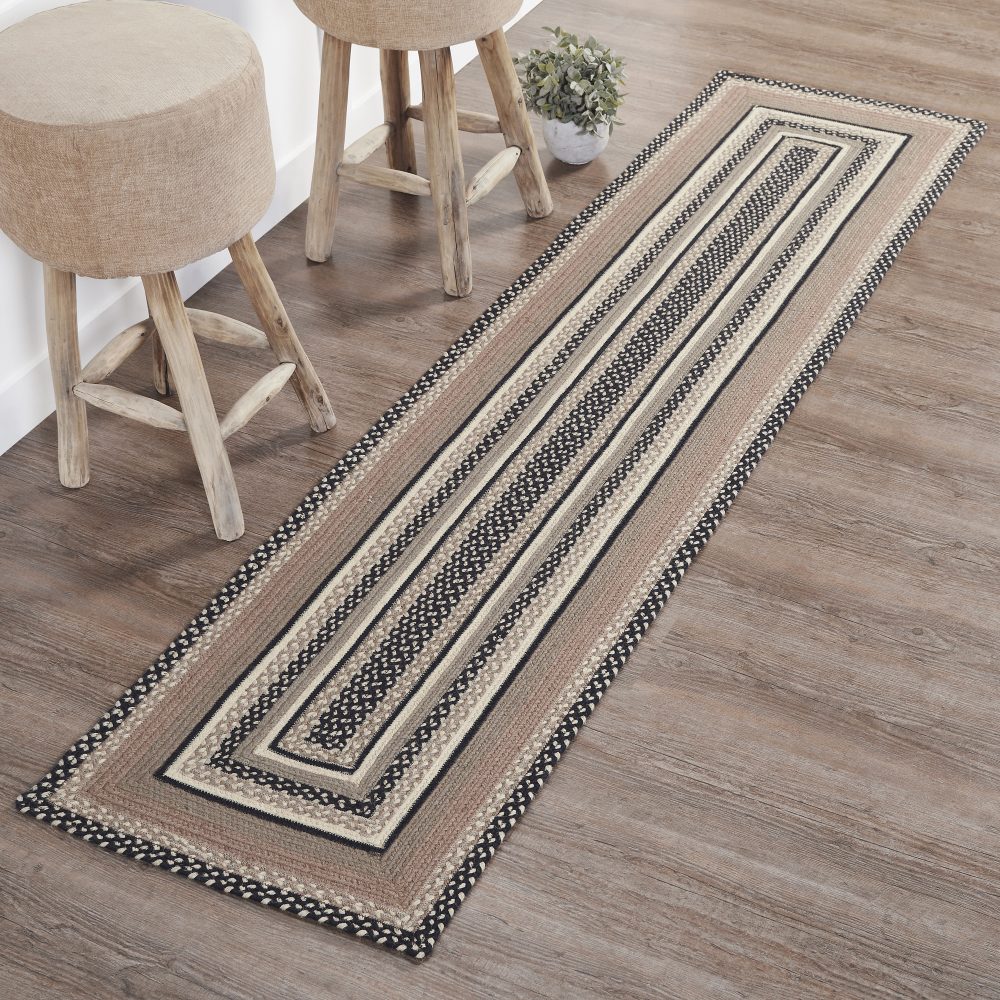 Sawyer Mill Charcoal Creme Jute Rug/Runner Rect w/ Pad 24x96