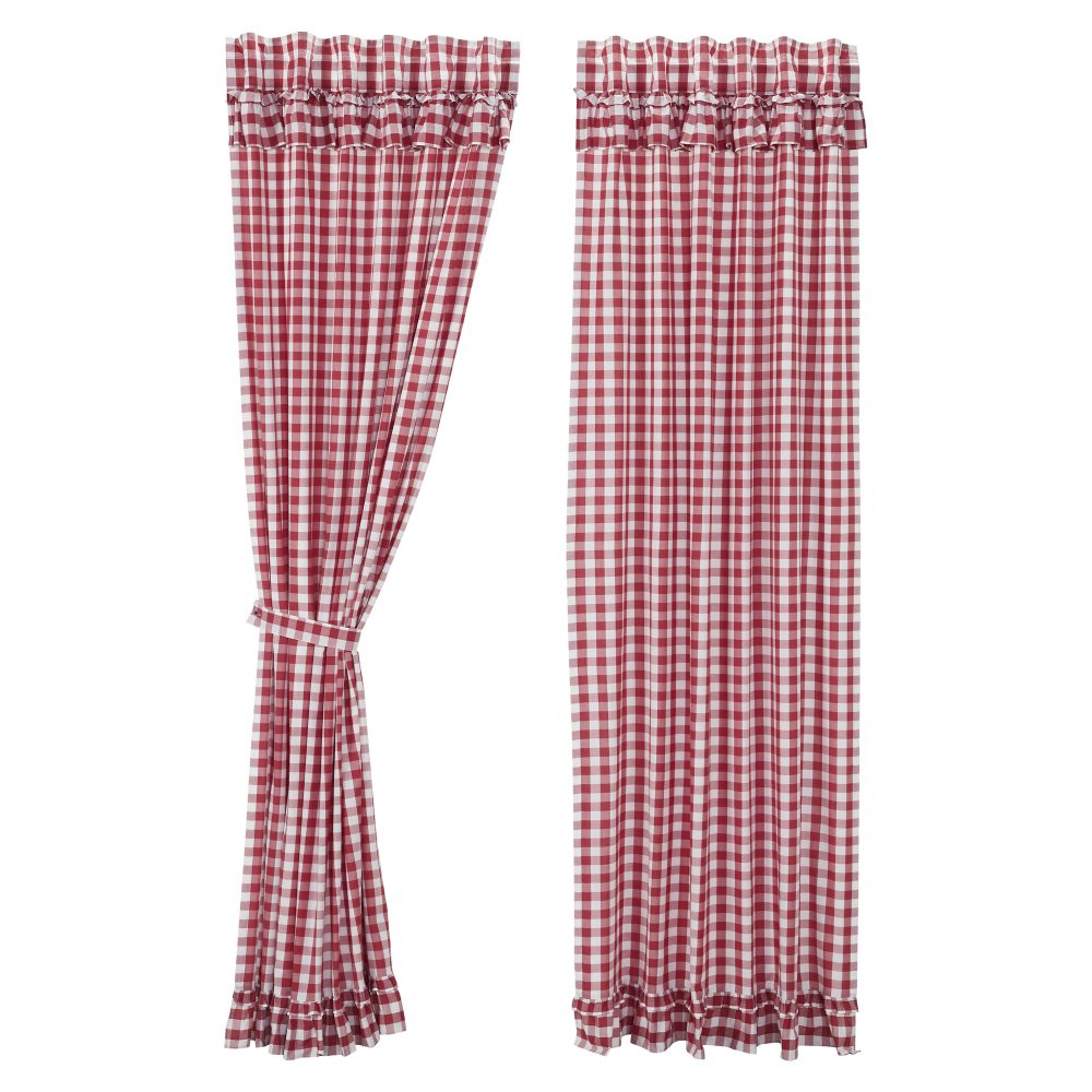 Annie Buffalo Red Check Ruffled Panel Set of 2 96x50