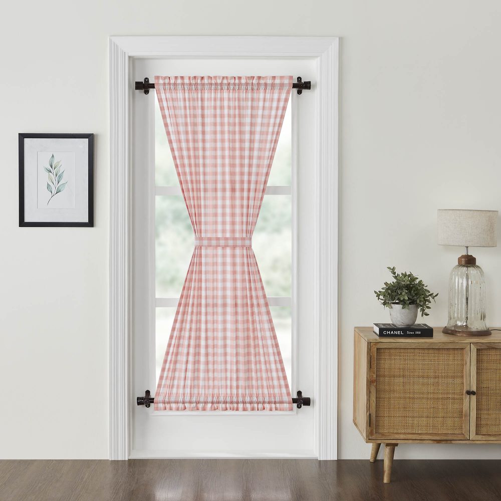 Annie Buffalo Coral Check Door Panel 72x40