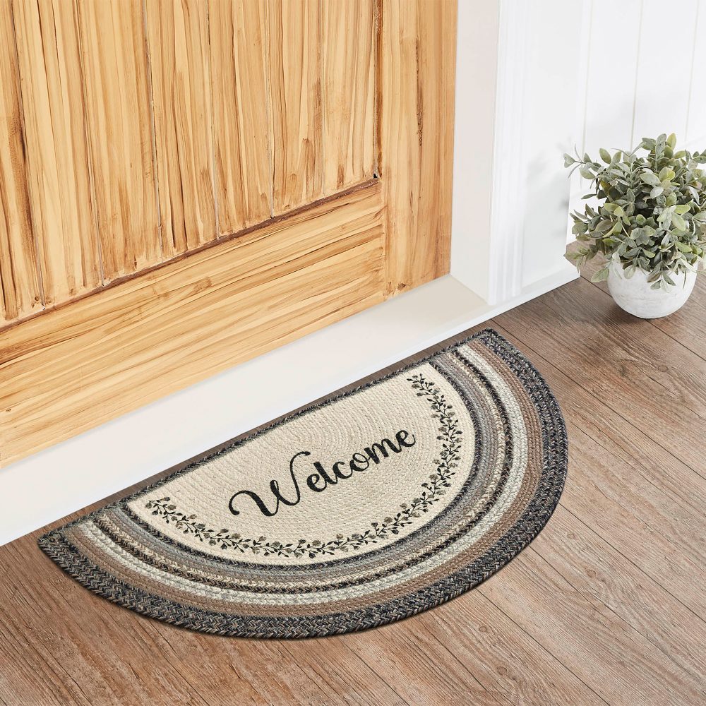 Floral Vine Jute Half Circle Welcome 19.5x36