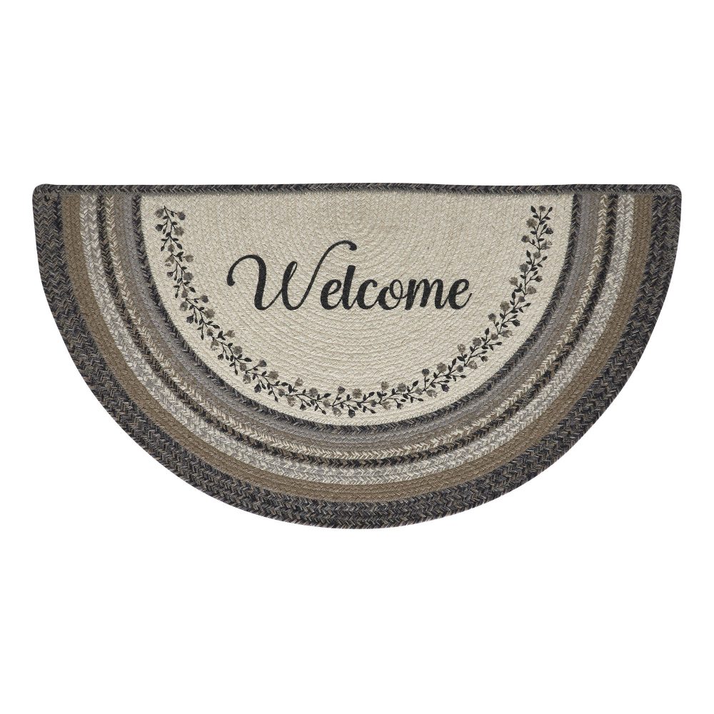 Floral Vine Jute Half Circle Welcome 19.5x36