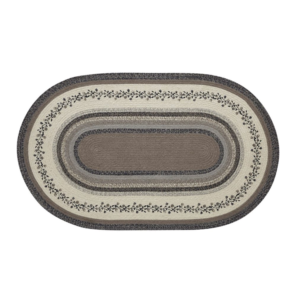 Floral Vine Jute Oval Rug w/ Pad 36x60