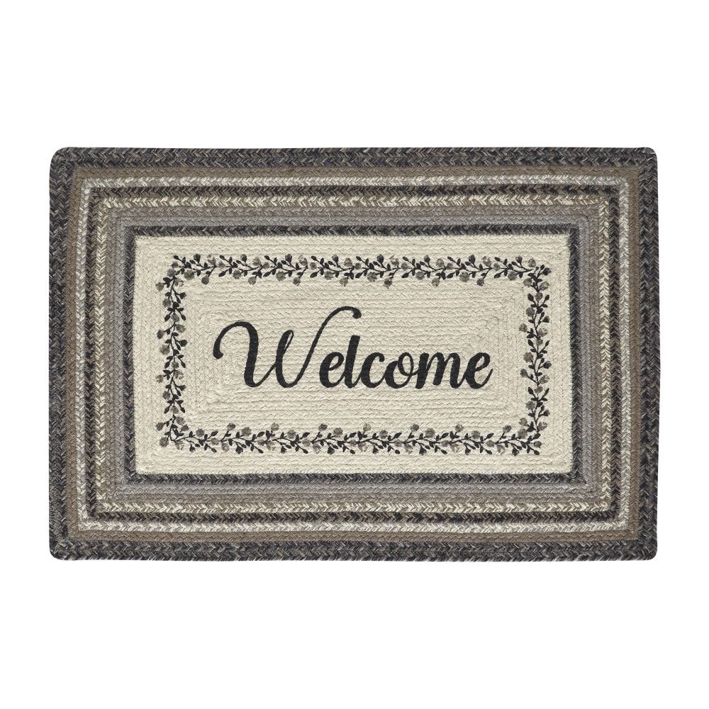 Floral Vine Jute Rug Rect Welcome 20x30