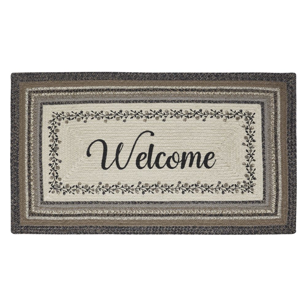 Floral Vine Jute Rug Rect Welcome w/ Pad 27x48