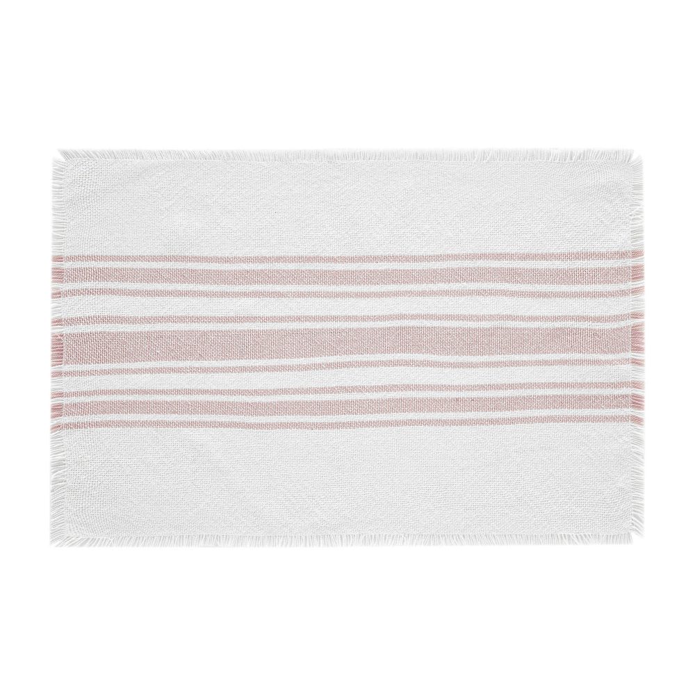 Antique White Stripe Coral Indoor/Outdoor Placemat Set of 6 13x19