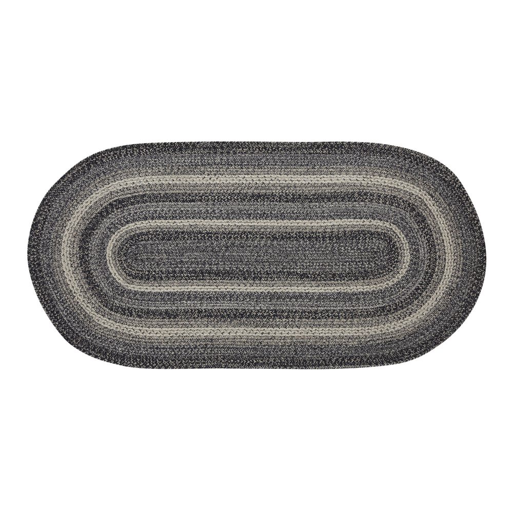 Sawyer Mill Black White Jute Rug Oval w/ Pad 36x72