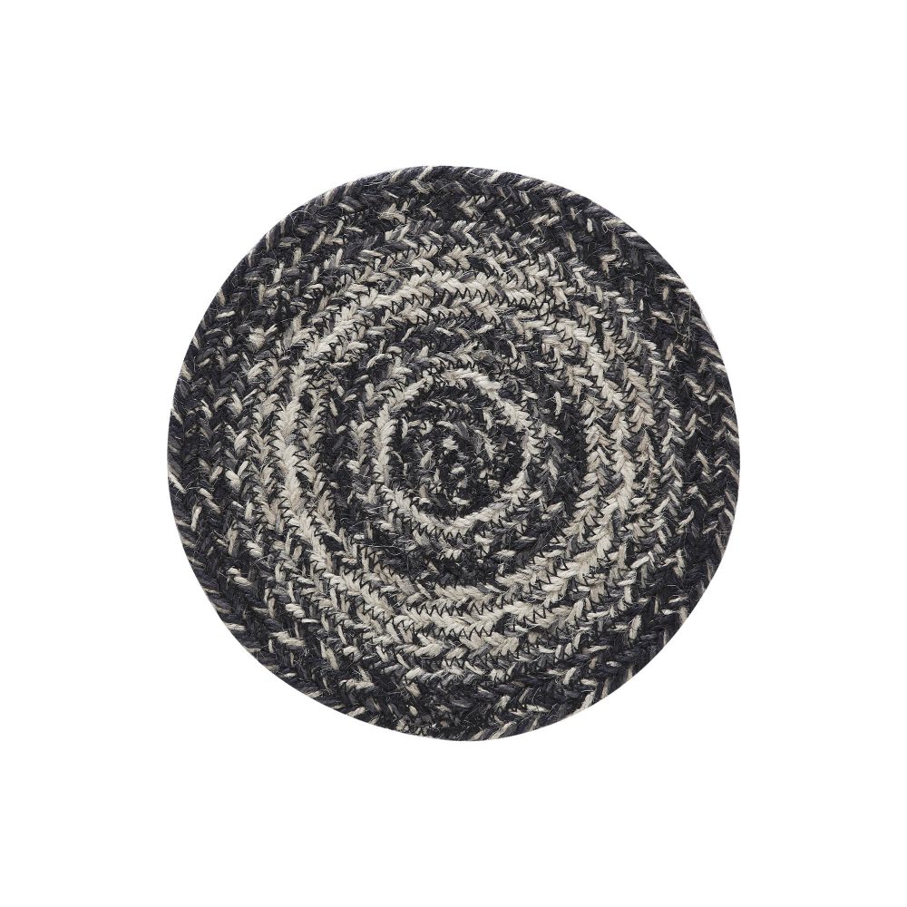 Sawyer Mill Black White Jute Trivet 8 inch Diameter