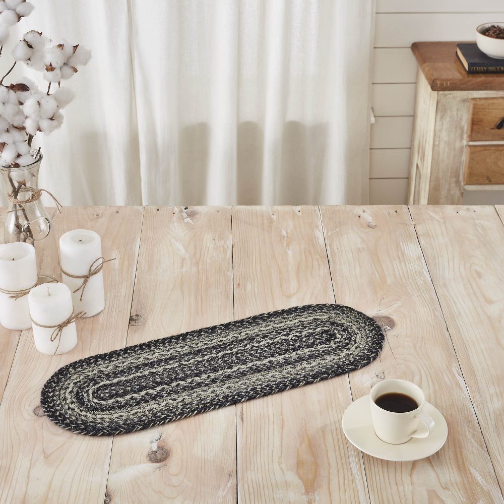 Sawyer Mill Black White Jute Oval Runner 8x24