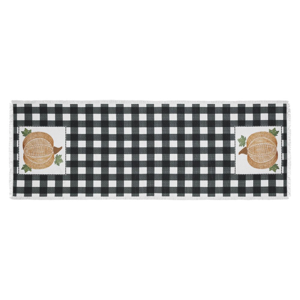 Annie Black Check Pumpkin Runner 12x36