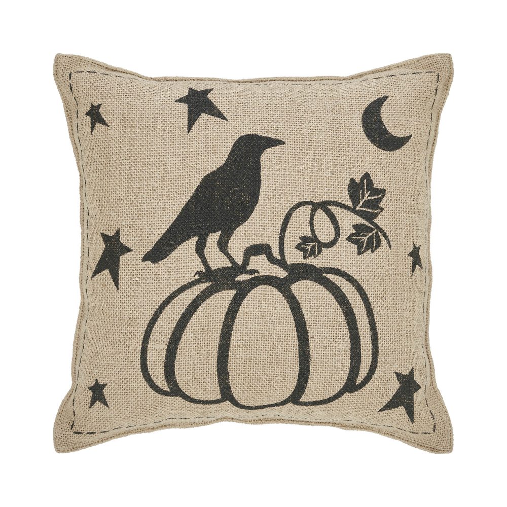 Raven Harvest Burlap Jute Pillow 12x12