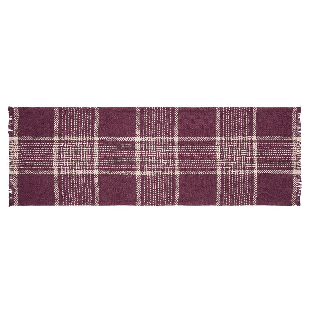 Eston Burgundy Tan Plaid Runner 12x36